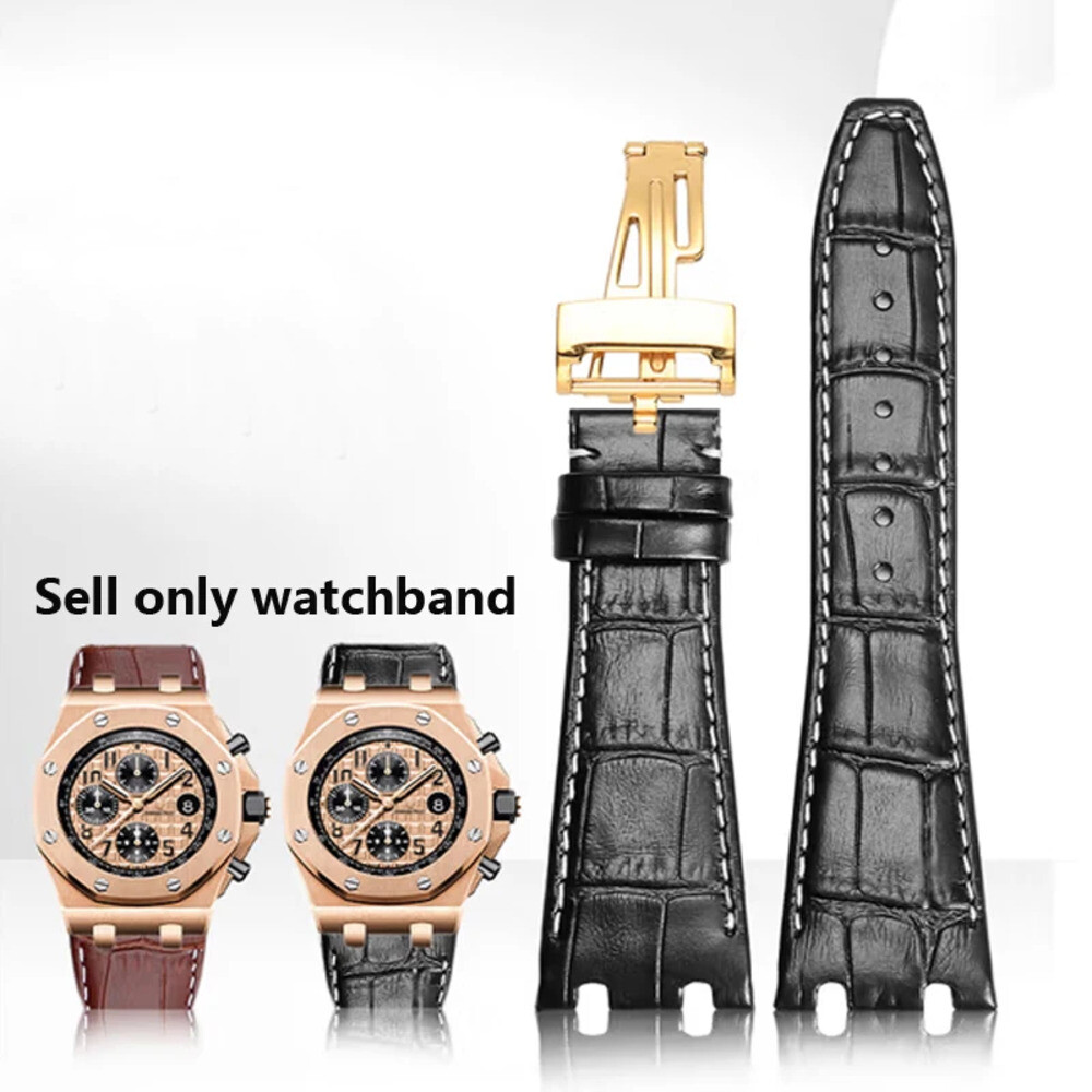 [해외] 오데마피게 AP15400 15703 15500 로얄 오크 시리즈 남성 가죽 시계줄 26MM 블루 빅사이즈운 블랙 더블 컨케