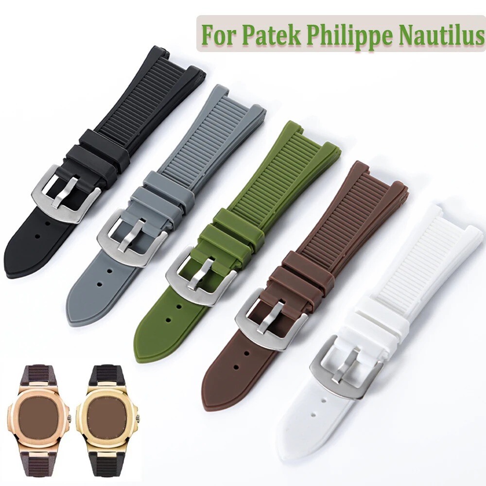 [해외] Patek Philippe Nautilus 용 실리콘 스트랩 55711 5712 5726 5980 고무 방수 시계 밴드 액세서리 25x13mm