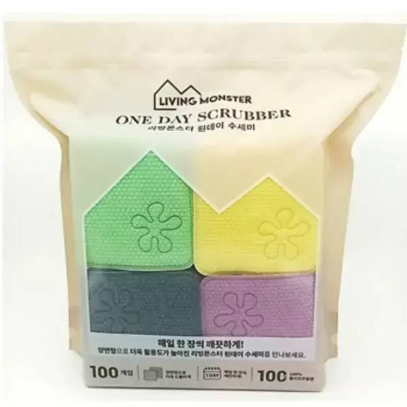 리빙몬스터원데이 수세미 100입 (양면형)