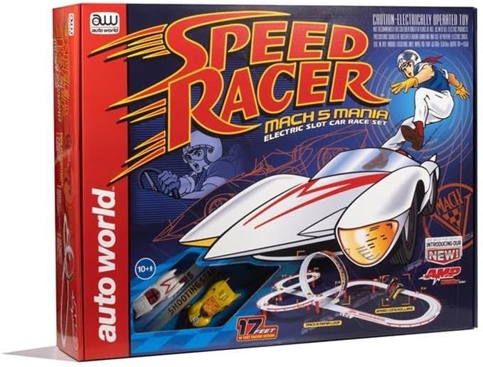 [오늘출발] 오토 월드 17 스피드 레이서 마하 5 매니아 슬롯 레이스 세트 HO 스케일 SRS361