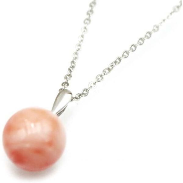 11430960 심플 여성 펜던트 코인 고급 목걸이 심해산호 12mm 구슬 노시 등 선물용 무료 제공 실버 금속 부