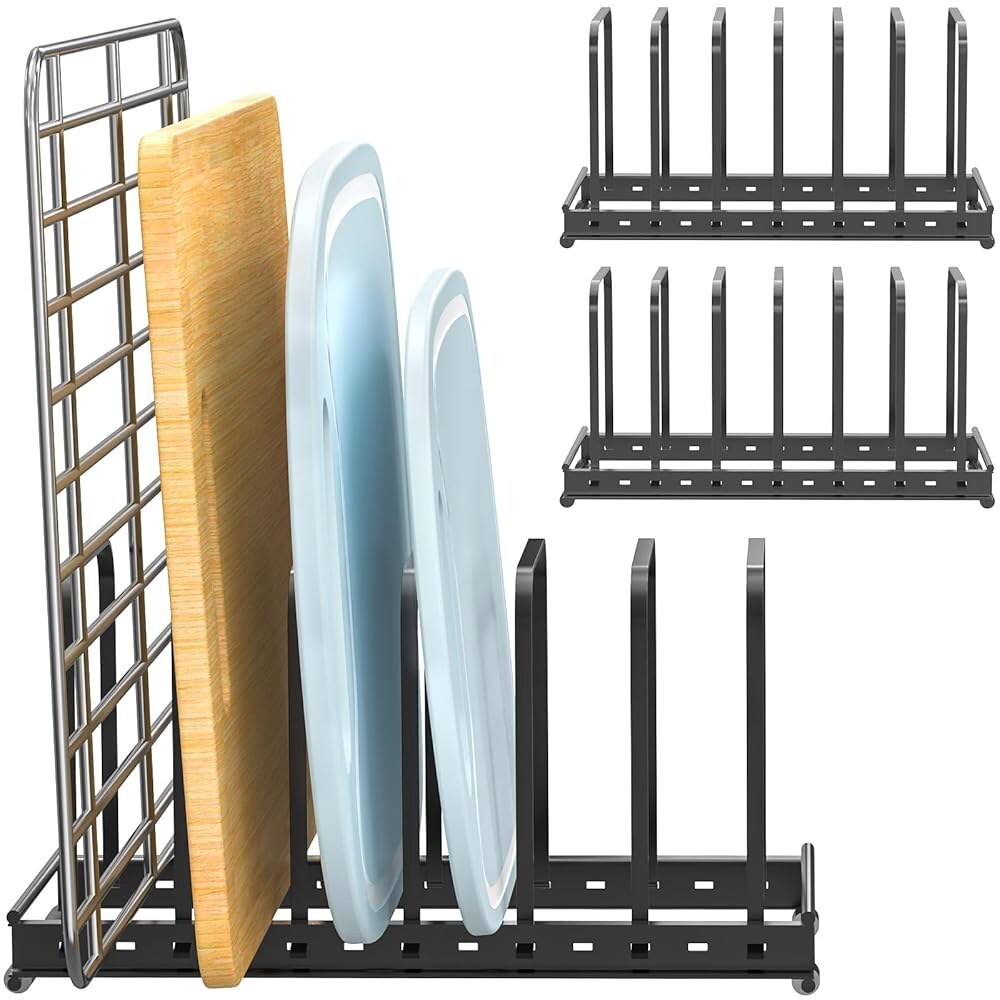 [오늘출발] 도마 정리함 랙 캐비닛 조리대용 2팩 조절 가능한 베이크웨어 홀더 7슬롯 금속 쿠키 베이킹 시트 냄비 팬
