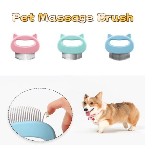 [해외] 쉘핸들 애완동물 그루밍 브러시 고양이와 개를 위한 마사지 빗 느슨한 털 제거 이중 작용 슬리커 및 탈모