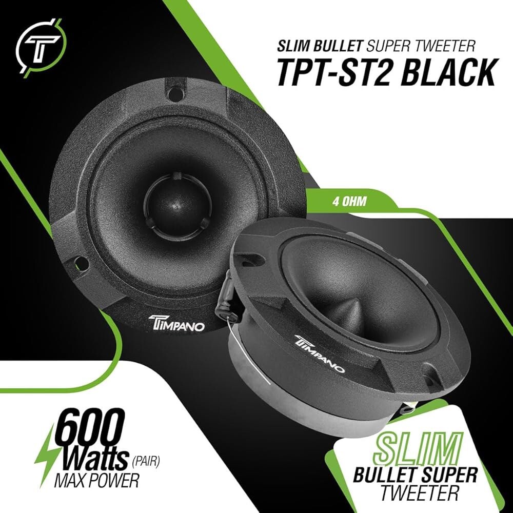 [해외] 팀파노 TPT-ST2 블랙 슬림 슈퍼 트위터 600와트 1개 3.85인치 105DB 시스템 트위터(페어) 4옴 글렛