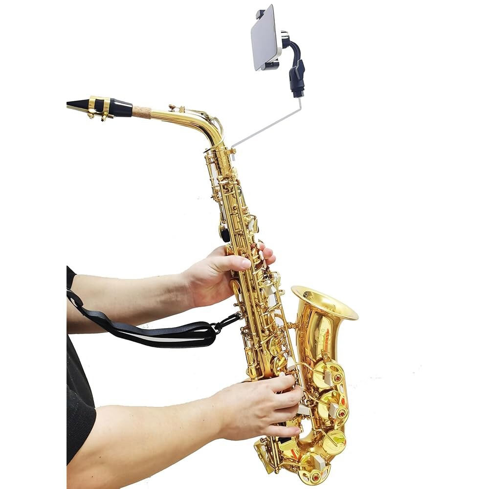 [해외] BEIRLLA 알토 색소폰 라이어 폰 홀더 360 마칭 소켓과 맥스 색스용 마운트 수납 조절 밴드 4MM4MM