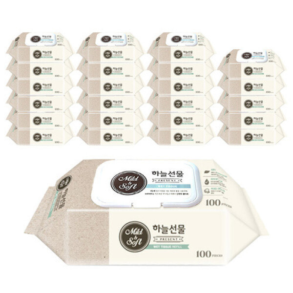 [오늘출발] 무료배송 하늘선물 물티슈 100매 캡형X24팩