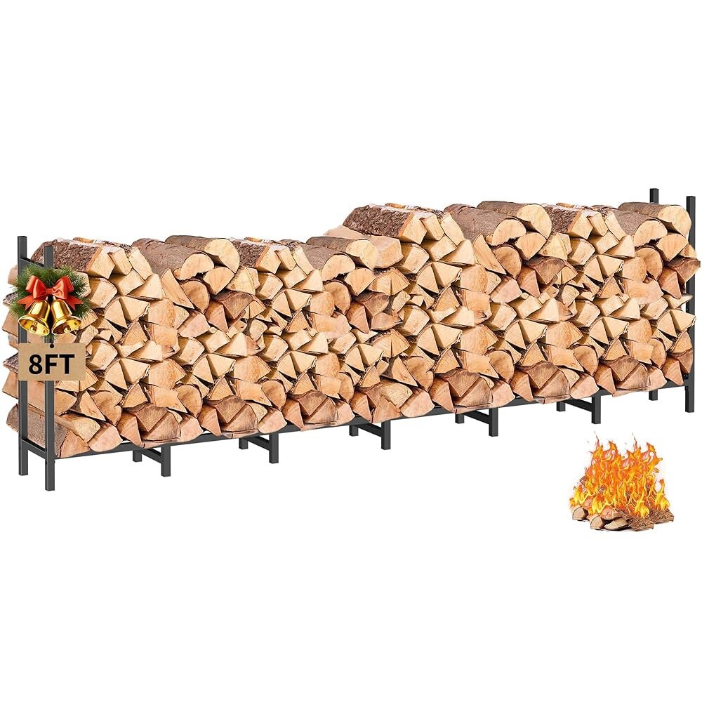 [오늘출발] [해외] 다이아몬드포지 8피트 장작 선반 야외 헤비 듀티 파이어 우드 스탠드 금속 실내 홀더 보관함 파티오 정원