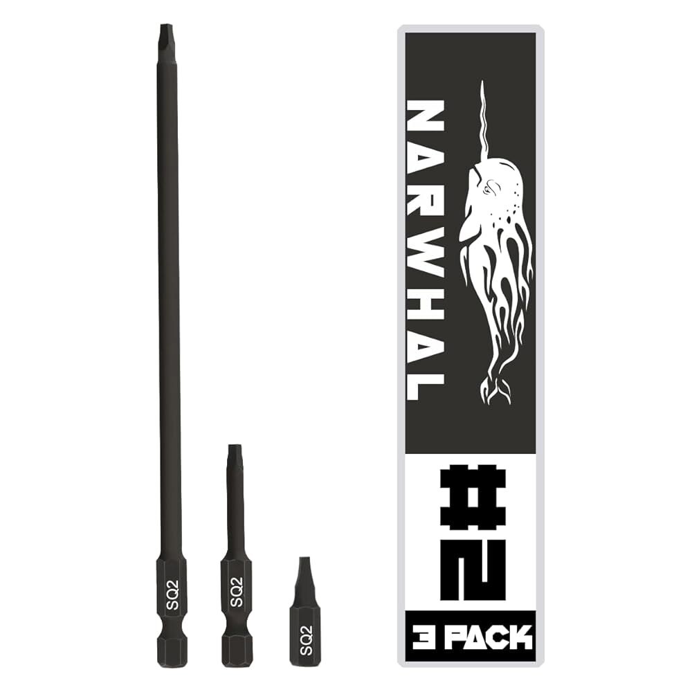 Robertson 스퀘어 비트 2 세트(엑스트라 롱 6인치 표준 2인치 스크류 다이버 비트 사이즈 1의 3팩) 육각