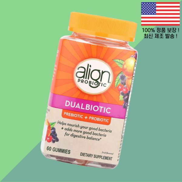 얼라인 프로바이오틱스 유산균스 유산균 듀얼바이오틱 프리바이오틱스 과일 후루츠 젤리 구미 60정 Align P