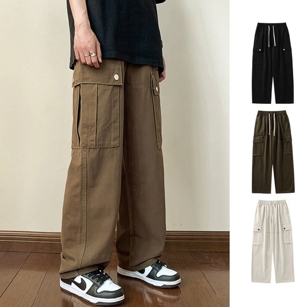 남성 카고팬츠 와이드 밴딩 캐주얼 워크 면바지 3컬러 WFH0MQJ