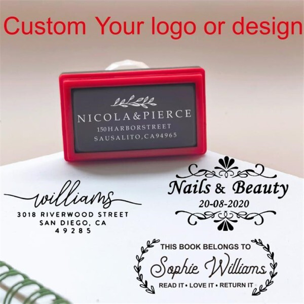 [해외] 개인화 된 로고 자체 잉크 스탬프 맞춤형 감광성 디자인 그림 결혼식 주소 도서관