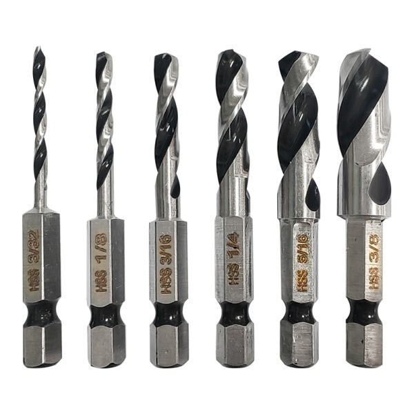 [오늘출발] 고속 강철 육각 생크 통합 트위스트 드릴 영국 시스템 목공 2 엣지 및 슬롯 도구 6 개