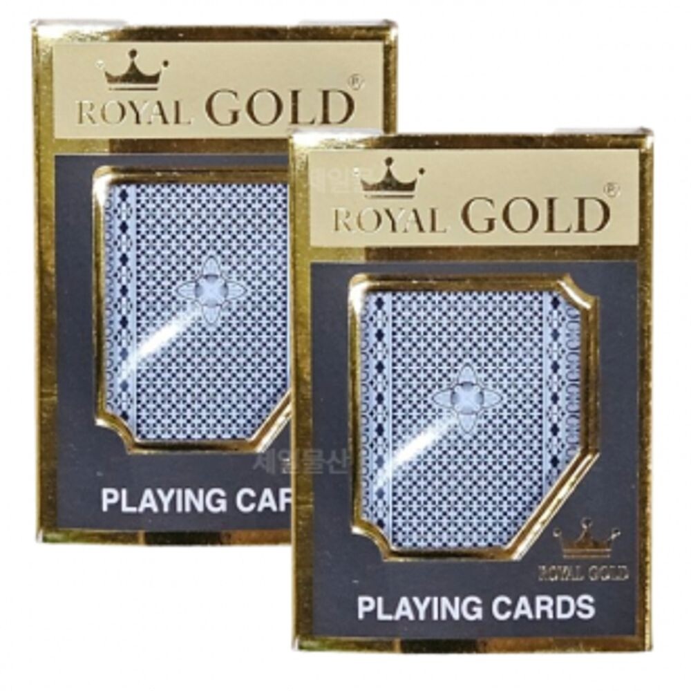 로얄 골드 트럼프 카드 2개 세트/다용도/다목적/고급/포커/블랙잭/홀덤/훌라/마술/보드/게임/바카라/놀이