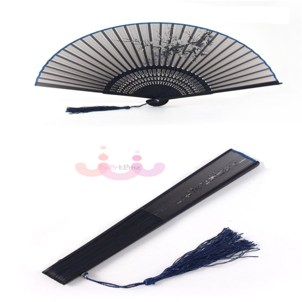 [오늘출발] 부루네 매화 부채 검정블루 명품부채 매화꽃접이식대나무부채 난초그림손부채 한국부채