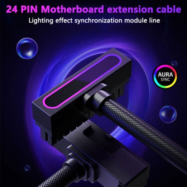 [오늘출발] 주라식 UPSIREN 마더보드 24PIN 연장 케이블 5V 3Pin이  ARGB PC 90도 직각 디자인 남성-여성 커넥터