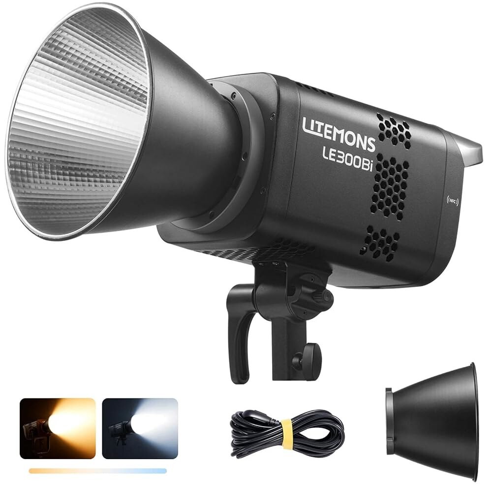 [해외] 라이트몬스 LE300Bi 300W 바이컬러 LED 비디오 라이트 58900Lux 1M CRI98 스튜디오 브라이트 APP 컨트롤