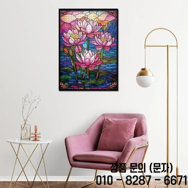 [해외] 로터스 파라다이스 나무 퍼즐 1000/500/300 조각 직소 평화로운 물 정원 피는 꽃 아시아 자연 벽 홈 장식