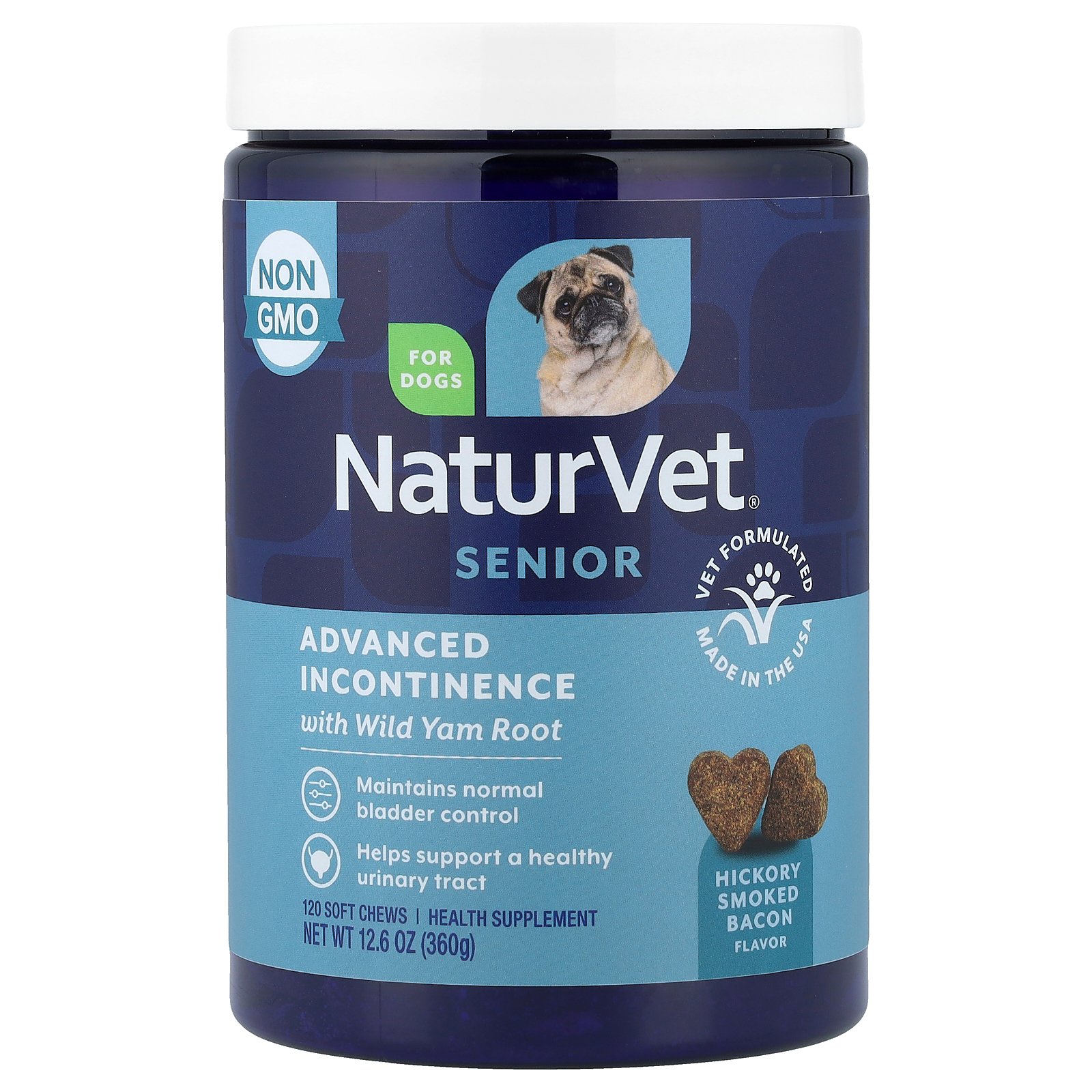 [해외] NaturVet 시니어 요실금 + 야생 참마 뿌리 반려견용 소프트츄 120개 360g(12.6oz) NaturVet (네이처벳)