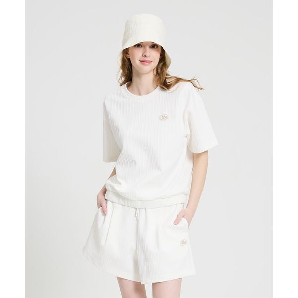 제이에스티나 하프클럽/NBANBA 여성 자카드 라운드 반팔 티셔츠(N252TS725