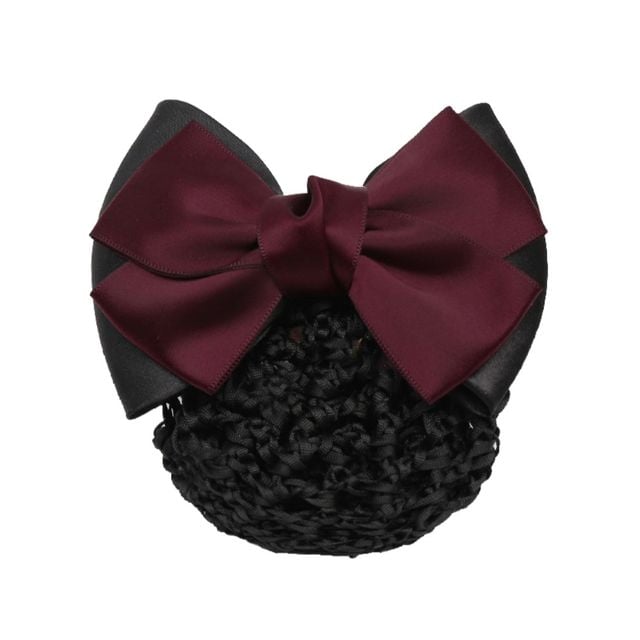 [오늘출발] 리본 머리망 와인 헤어 사무직 면접 헤어망 간호사 승무원 알바 면접용 헤어핀 자동핀 망사 직업용 고급