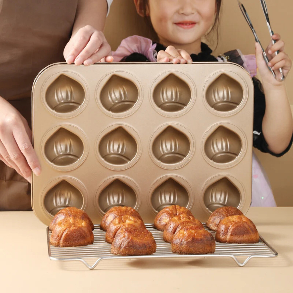 [해외] 푸딩몰드 소라빵 틀 쉬폰 푸딩 곰돌이 버터 떡틀 스티키 밤 메달렌 12구 논스틱 주방 베이킹 도구 고탄소강