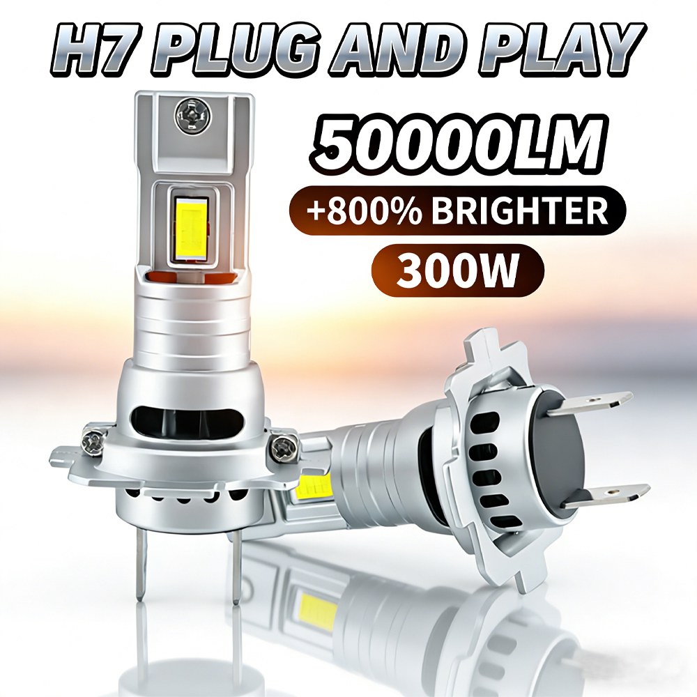 [오늘출발] [호환] 호환 H7 LED 헤드라이트 캔버스 에러프리 무선 50000LM 300W 12V 팬 빠른 냉각 플러그 앤 플레이 6500K
