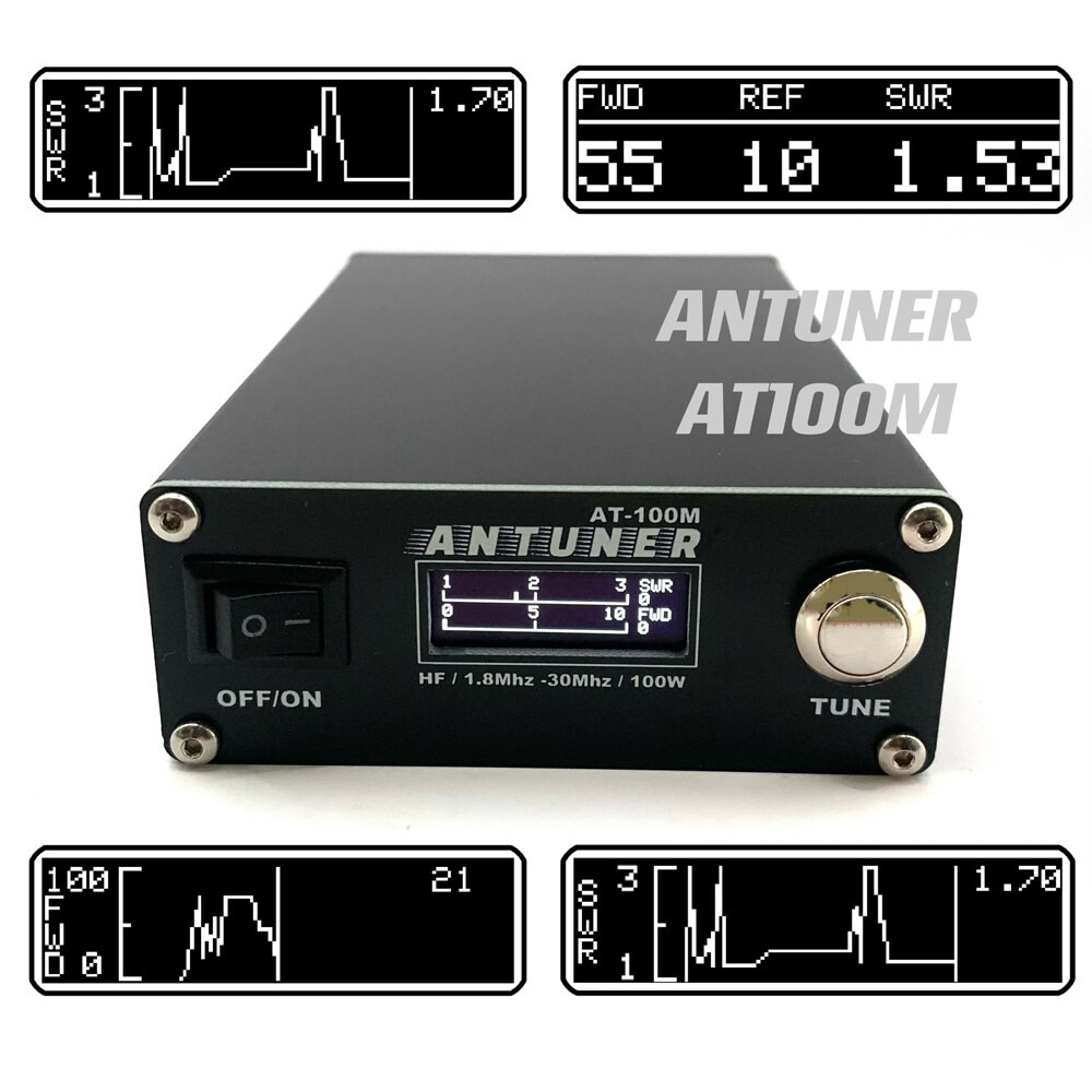 [해외] ANTUNER 전능한 1 8MHz 30MHz 100W 안테나 튜너 HF 라디오 용 정재파 측정기 전력계 USDX G1M FT 818 817