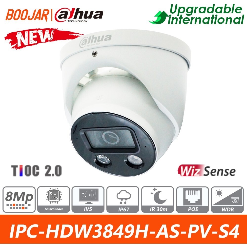 [해외] Dahua TIOC 2 0 IPC HDW3849H AS PV 8 MP 스마트 듀얼 라이트 능동 억제 고정 초점 안구 WizSense 네트워크