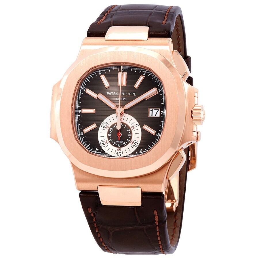 [해외] 파텍필립 Patek Philippe Nautilus Black-Brown Dial 18kt Rose Gold Case Matt Dark Leather Mens Watch 5
