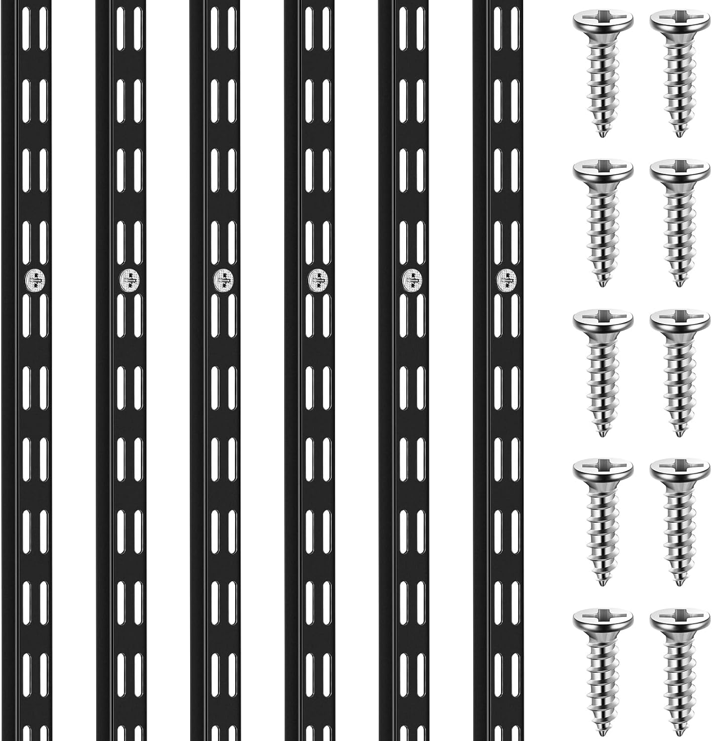 [오늘출발] 모닝로 6개 듀얼 트랙 업라이트 벽 선반 시스템 헤비 듀티 지원 트윈 슬롯