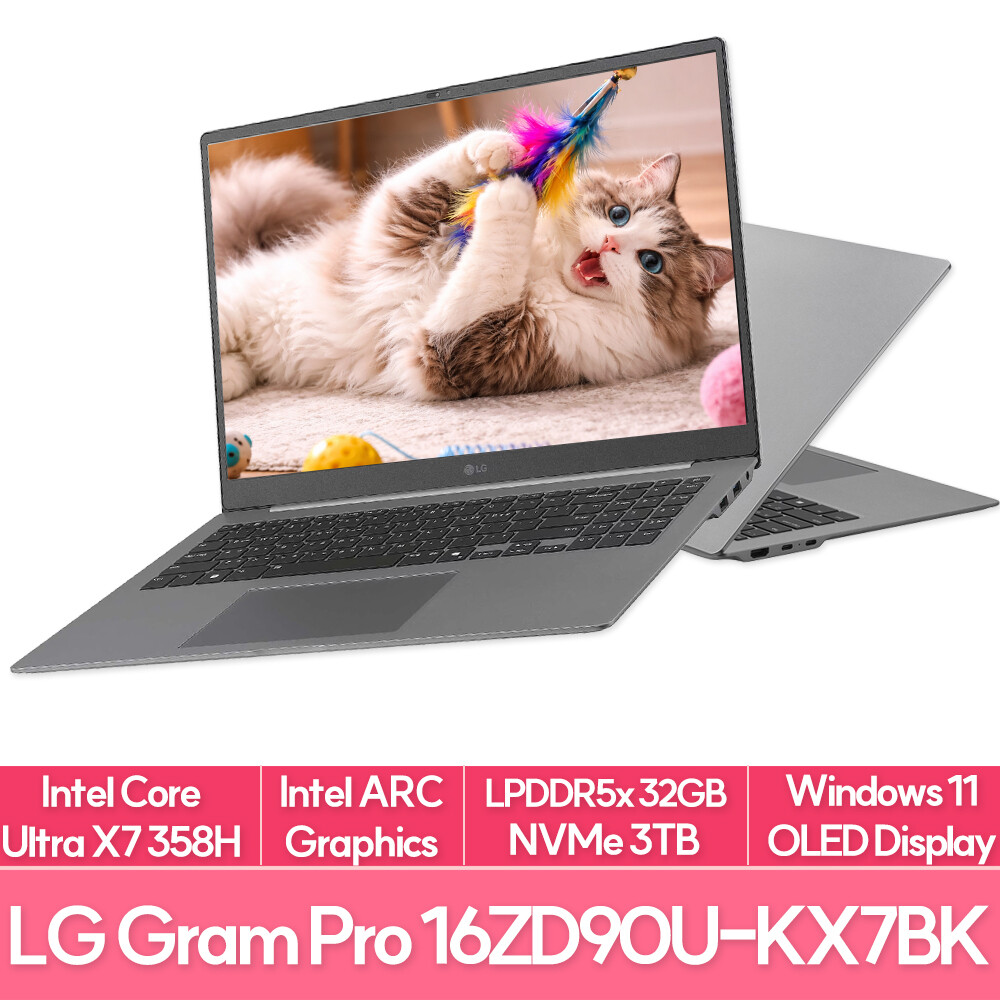 [오늘출발] LG전자 LG전자 그램 프로16 16ZD90U-KX7BK UltraX7 358H 32G 3TB WIN11 팬서레이크 에어로미늄 EU