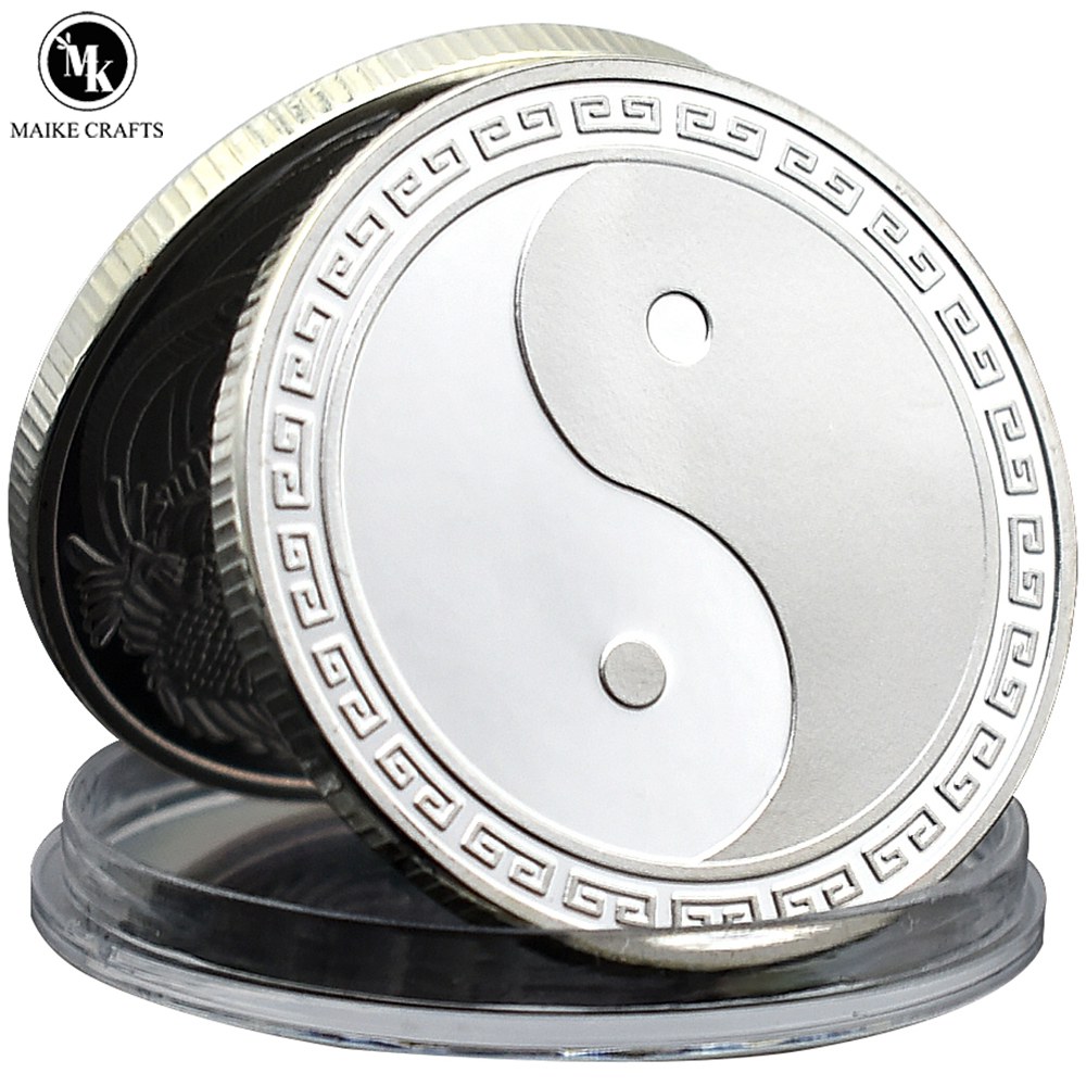 뉴 태극권 도전 동전 중국 용과 피닉스 행운의 동전 홈 공예 컬렉션 기념 휴일 선물