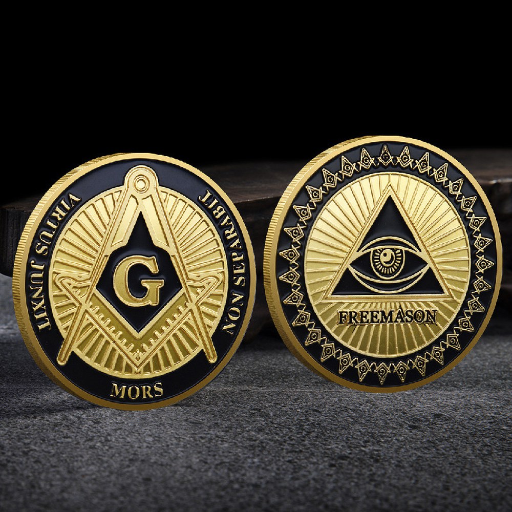 프리메이슨 기호 Glod 실버 동전 수집품 프리메이슨 배지 기념품 메달 토큰 캡슐 내 무료 메이슨