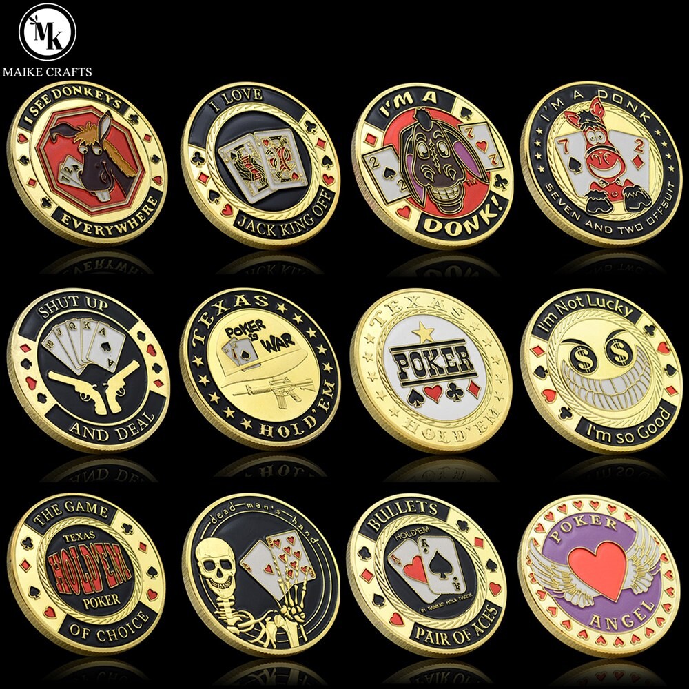 텍사스 포커 칩 코인 카지노 럭키 카드 프레스 금속 공예 도전 코인 컬렉션 기념 선물 맞춤 도매