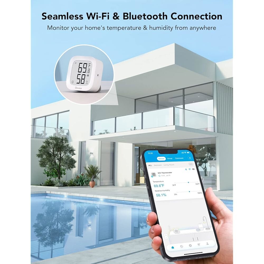 [해외] 고비 와이파이 온도계 습도계 H5103 전자 잉크 무료 알림 블루투스 저장 앱 디스플레이가 내보내기 데이