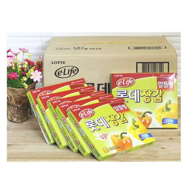 BOX 롯데 장갑 알뜰형 24x27 100매 30개입 위생장갑 어린이용 일회용장갑 비닐장갑