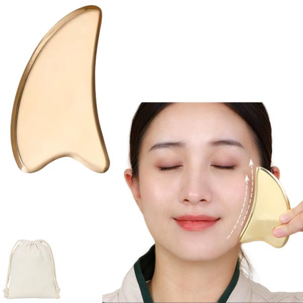 [해외] 하트 괄사 로즈쿼츠 천연석 사용자 정의 로고 Guasha 마사지 얼굴 Massag Gua Sha 모조 구리 보드 Acupoint
