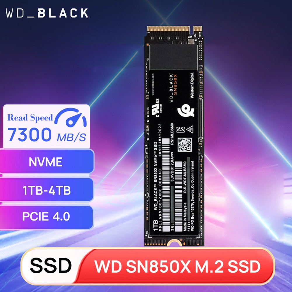 [해외] Western Digital SN850X 1TB 2TB 4TB WD_BLACK M 2 2280 PCIe Gen 4 0x4 SSD 게임용 컴퓨터 노트북 PS5용