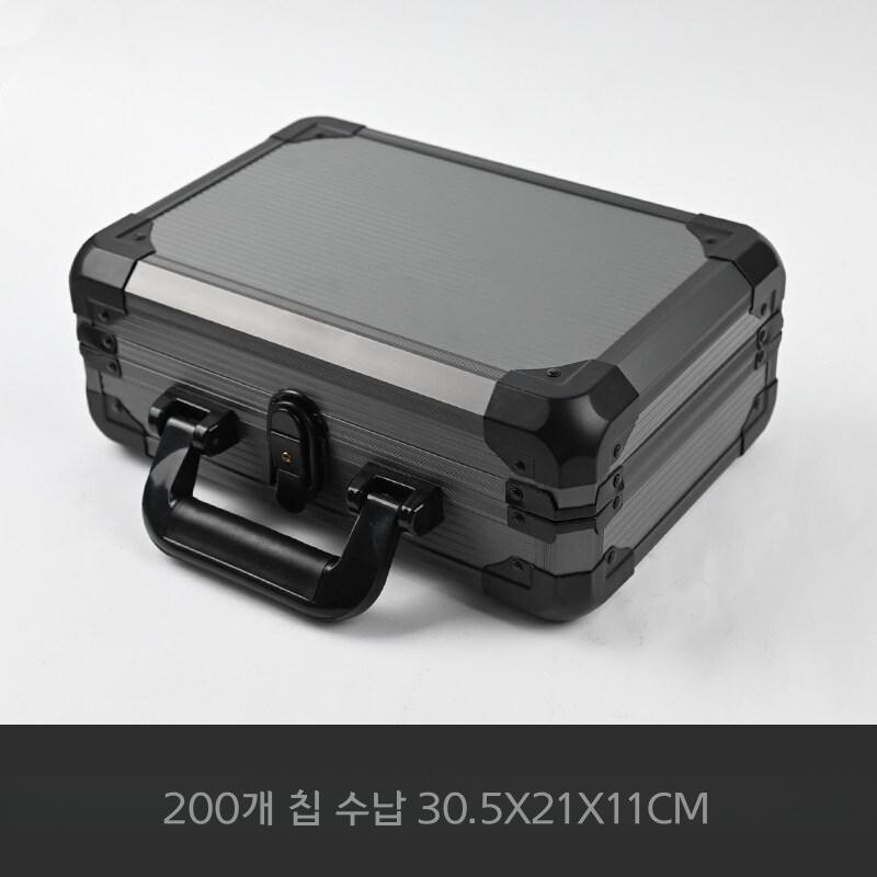 포커칩케이스 휴대용 알루미늄 카지노 주사위 게임 200야드 K자형 검정색 둥근 모서리 휴대용 보관함