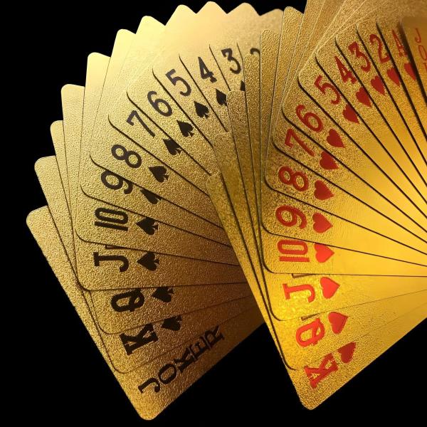 [오늘출발] 골든 플레잉 엔터테인먼트 카드 호일 포커 세트 매직 24K 플라스틱 내구성 방수 55 개