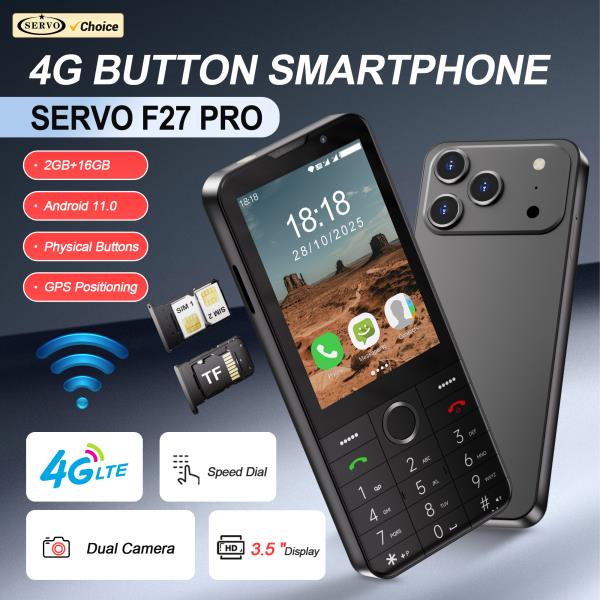 [오늘출발] SERVO F27 4G LTE 버튼 스마트폰 안드로이드 11.0 시스템 2GB+16GB 플레이 스토어 스피드 다이얼 WiFi 3.5