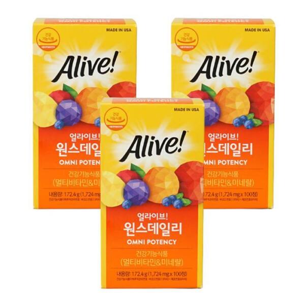 셀러허브 식품 얼라이브 원스데일리 멀티비타민 100정 3개
