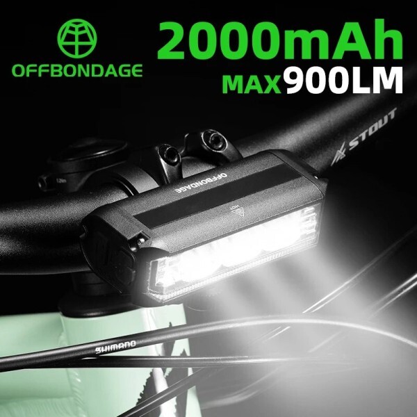 [오늘출발] AliExpress Collection OFFBondage 자전거 라이트 전면 900 루멘 자전거 라이트 2000mAh 방수 손전등 US
