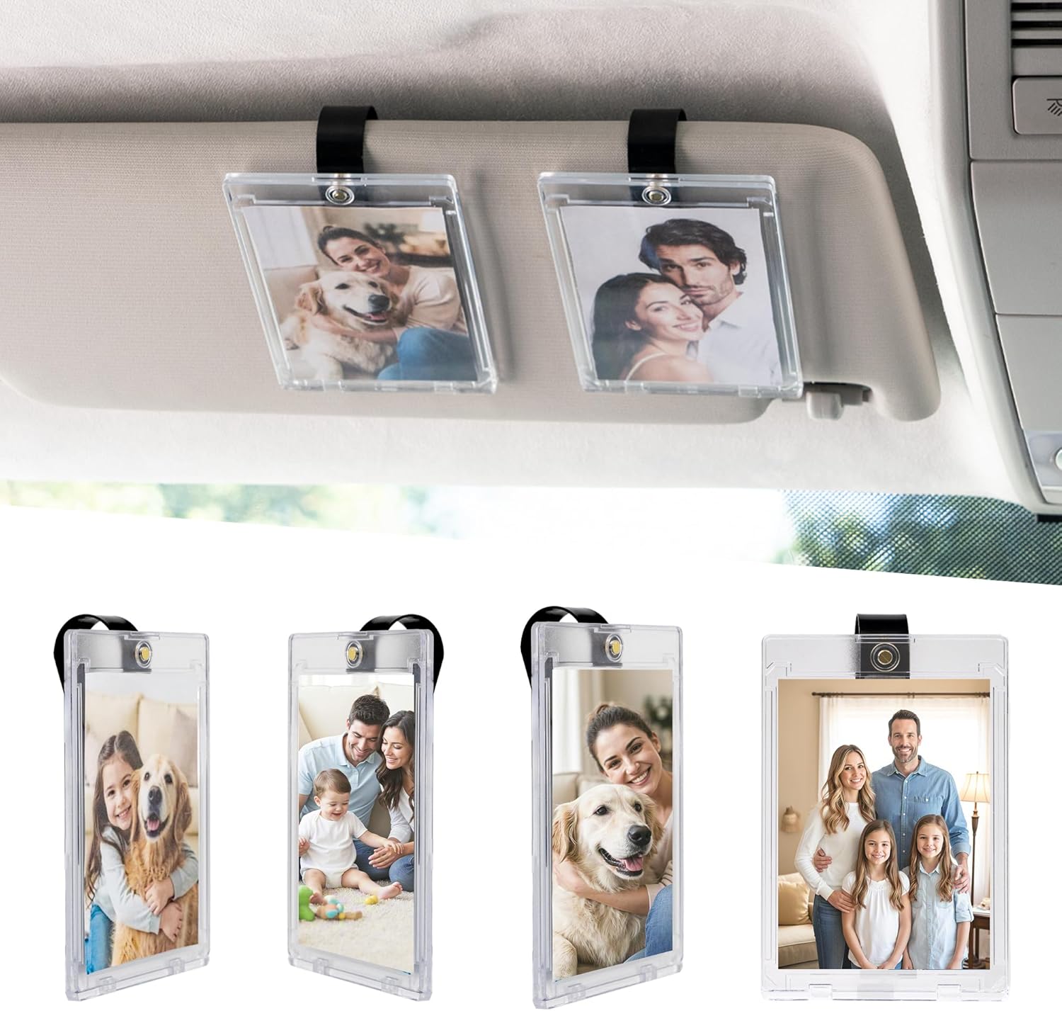 [오늘출발] 유요야르 4팩 바이저용 마그네틱 자동차 사진 홀더 - 클립이 있는 3인치