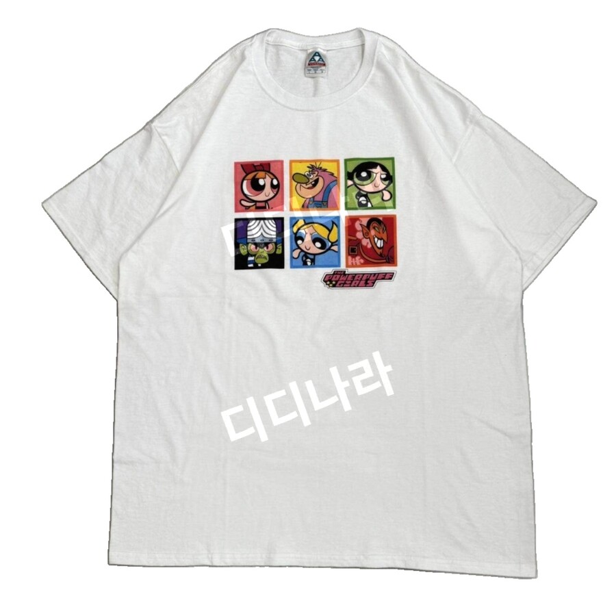 [해외] 파워퍼프걸 티셔츠 반소매 반팔 애니 굿즈 캐릭터 빈티지 반팔티 씹덕티