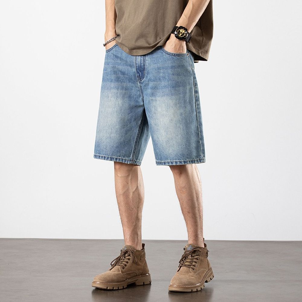 [해외] 다빈 남성 청반바지 5부 데님팬츠 하남 봄여름 빈티지 드라이 배기 비치 팬츠 OP2