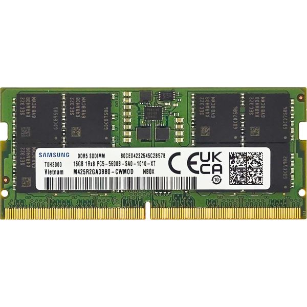 메모리 램 데스크탑 RAM 삼성 16GB DDR5 5600MHz PC5-44800 CL46 SODIMM 1Rx8 싱글 랭크 1 1V 262핀 노트북