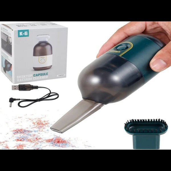 [오늘출발] [해외] 휴대용 미니 소형 진공청소기 USB 충전식 | 무선 키보드 저소음 40dB 책상용 자동차 선물용 그린