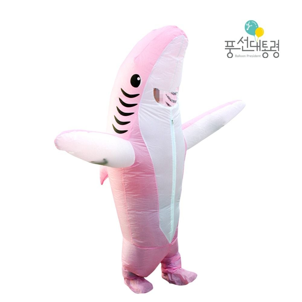 샤크 핑크 상어 코스튬 할로윈 죠스 의상 에어슈트 슈트 캐릭터 코미디 어린이 죠스 핑크 공룡 악당 게임