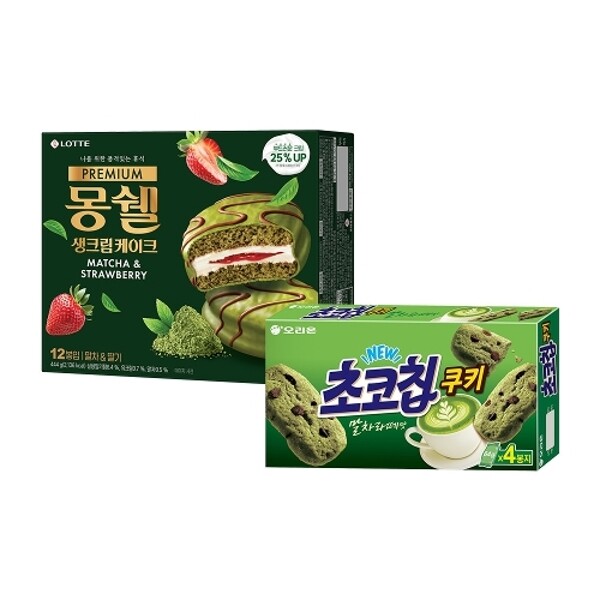하프클럽/롯데제과 초코칩쿠키 말차라떼 256g + 몽쉘 말차n딸기 444g